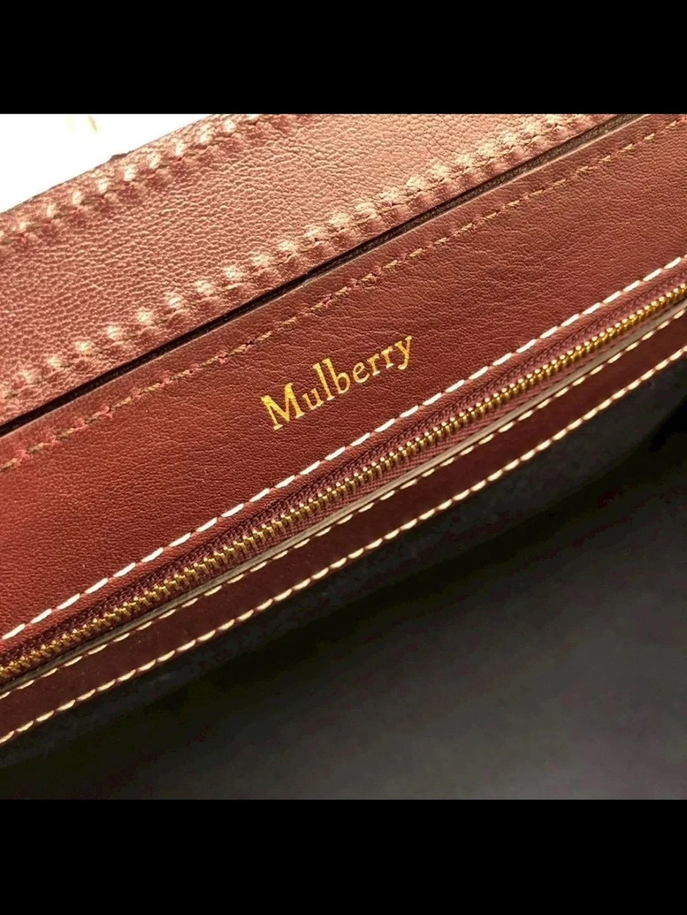 Mulberry Men's Leather Tote Bag in Burgundy with Gold Hardware
